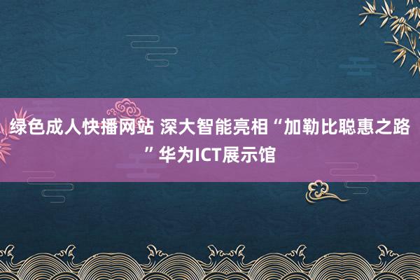 绿色成人快播网站 深大智能亮相“加勒比聪惠之路”华为ICT展示馆