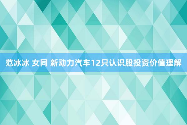 范冰冰 女同 新动力汽车12只认识股投资价值理解